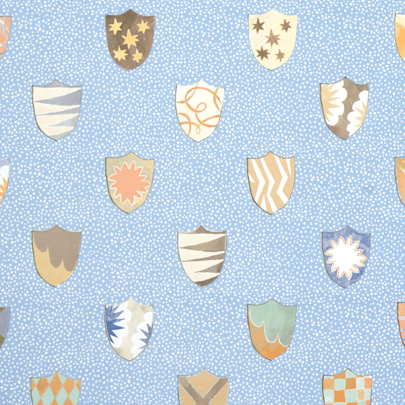 Papier peint héraldique Schocalacher x Happy Menocal, Bleu Oxford