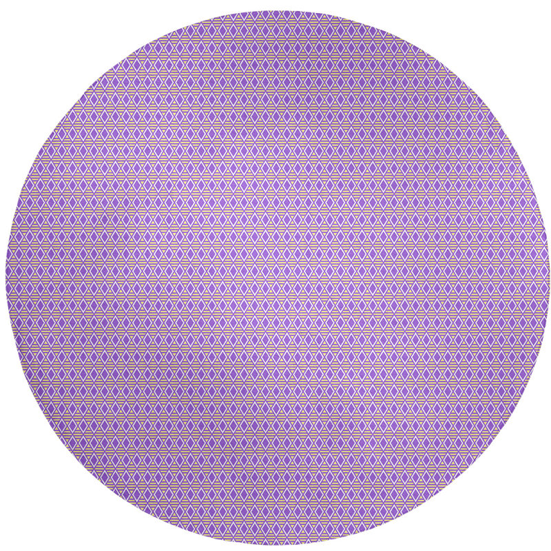 Tapis bleu à carreaux géométriques, Rond 5 pi