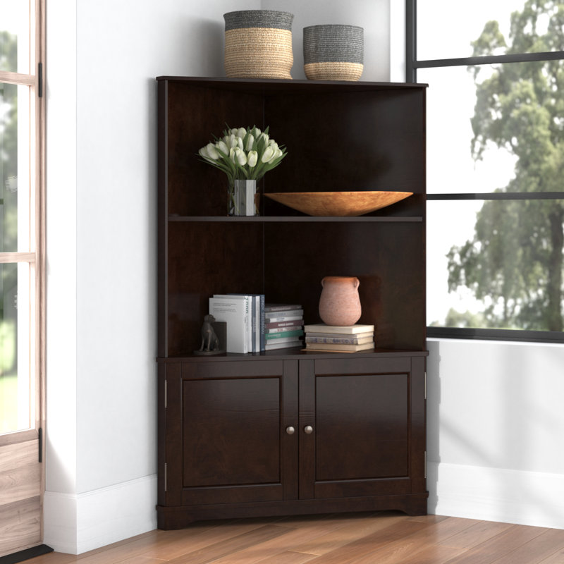 Aryana 127cm H x 81cm W Corner Bookcase, Espresso