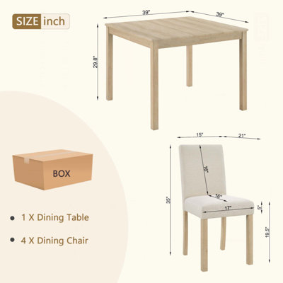 Ensemble de table de salle à manger 5 pièces avec 4 chaises, ensemble de table de salle à manger pour 4 avec chaises, ensemble de table de salle à manger en bois pour la cuisine et la salle à manger