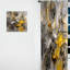 Rideau en velours abstrait moutarde jaune moutarde et gris vif III-112761789