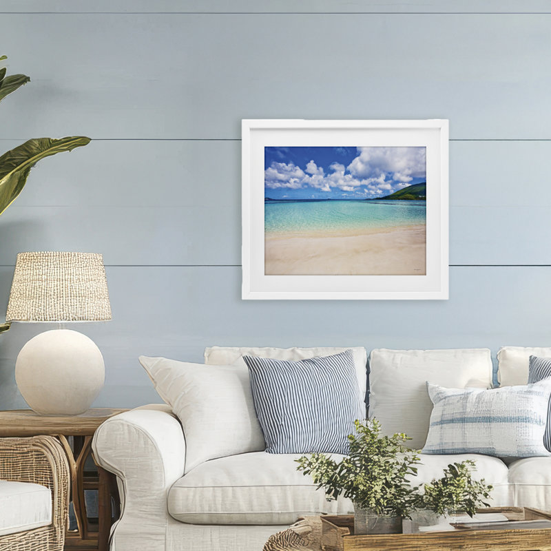 «Caribbean Bay Landscape», reproduction d'art sous verre encadrée par Seven Trees Design, H 17 po x l 21 po
