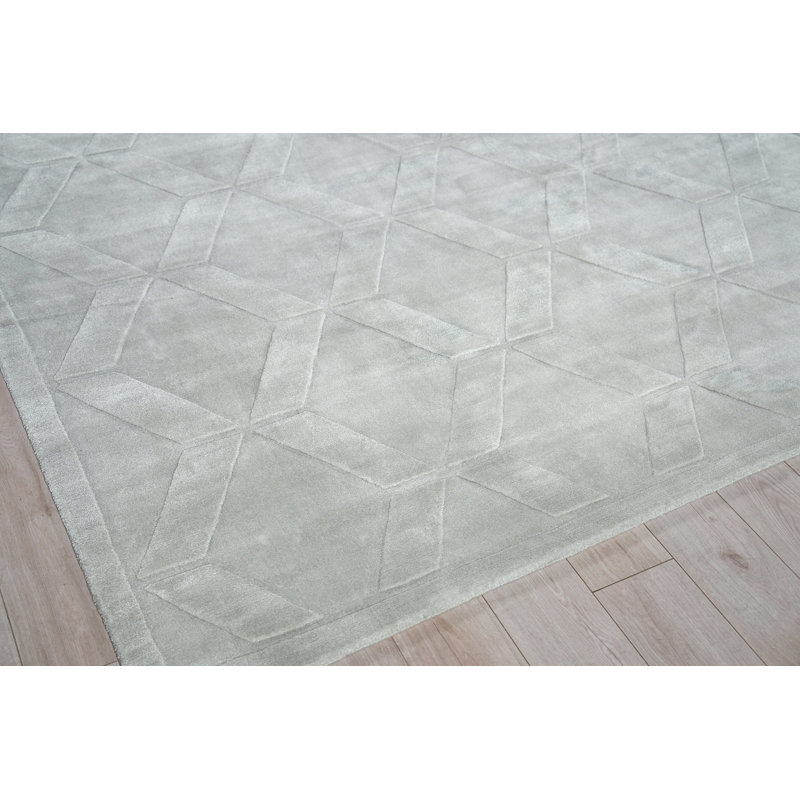 Brunello Geometric Area Rug in Light Silver, Rectangle 4' x 6'