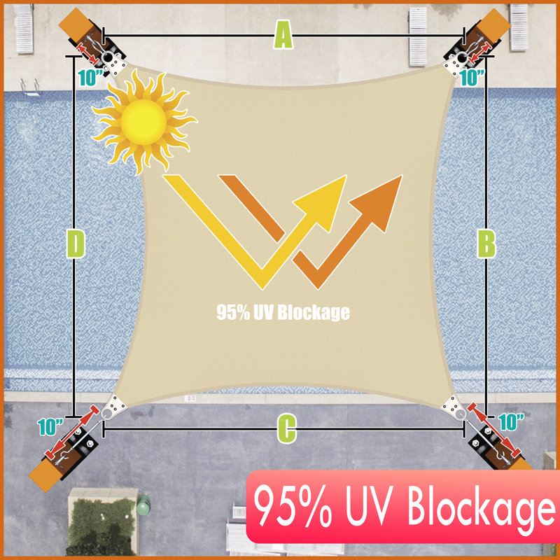 Voile d'ombrage carré renforcé, Beige, 24 pi x 24 pi