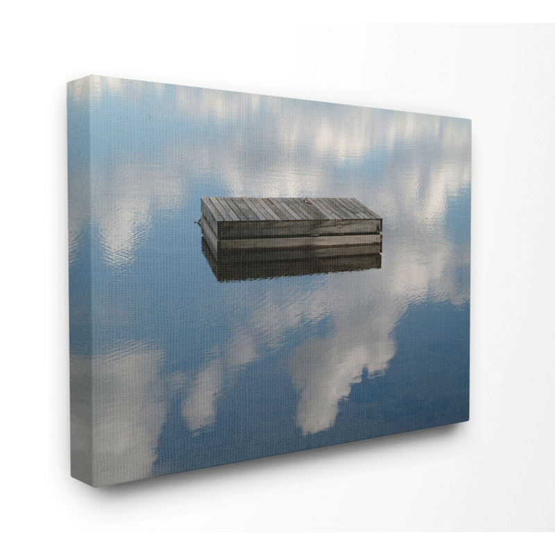 «Floating Dock Ocean Lake Landscape», impression, H 24 po x l 30 po x P 1,5 po, Giclée encadrée noir minuit