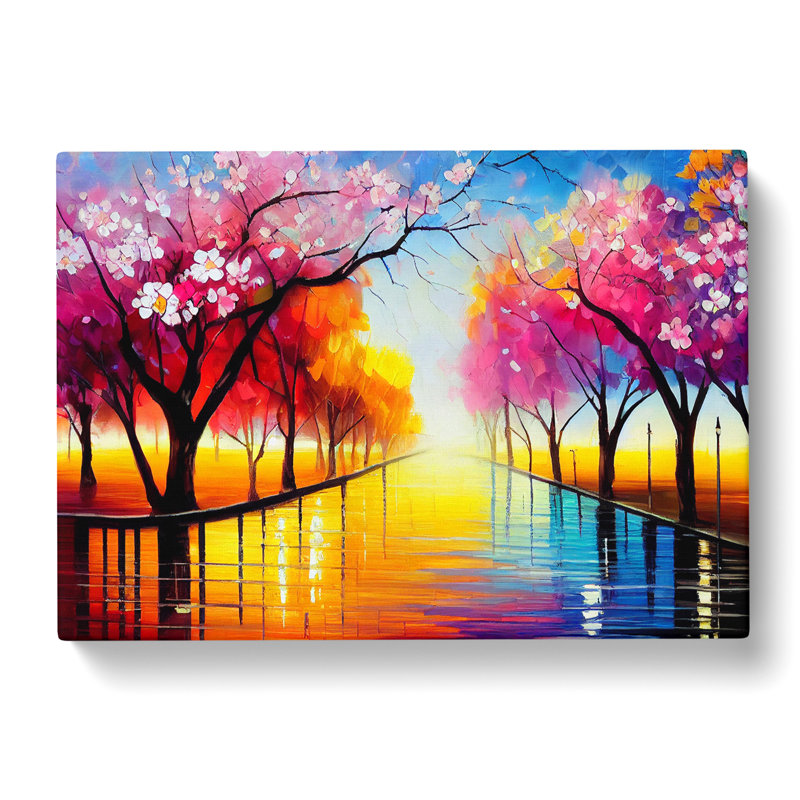 Cherry Blossom Tree Park - Wrapped Canvas, 35cm H x 50cm W x 3cm D