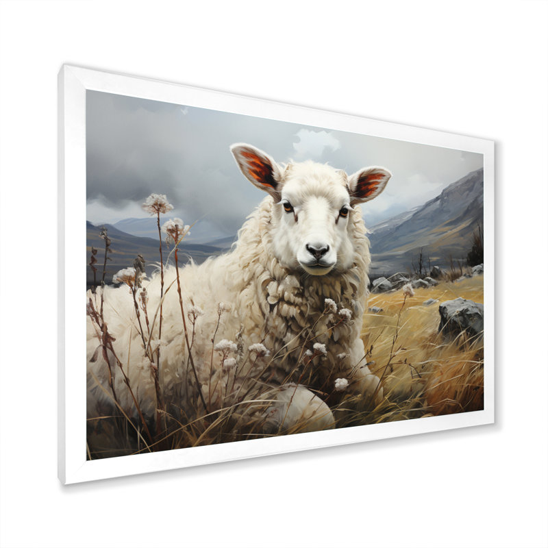 Sheep Serenade Of Silence II sur toile, H 16 po x l 32 po x P 1 po, Cadre photo blanc