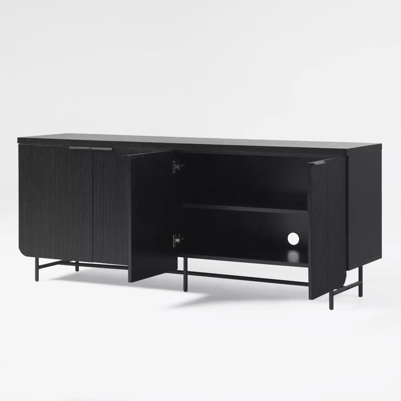 Buffet en bois massif avec meuble télé en bois de pin noir