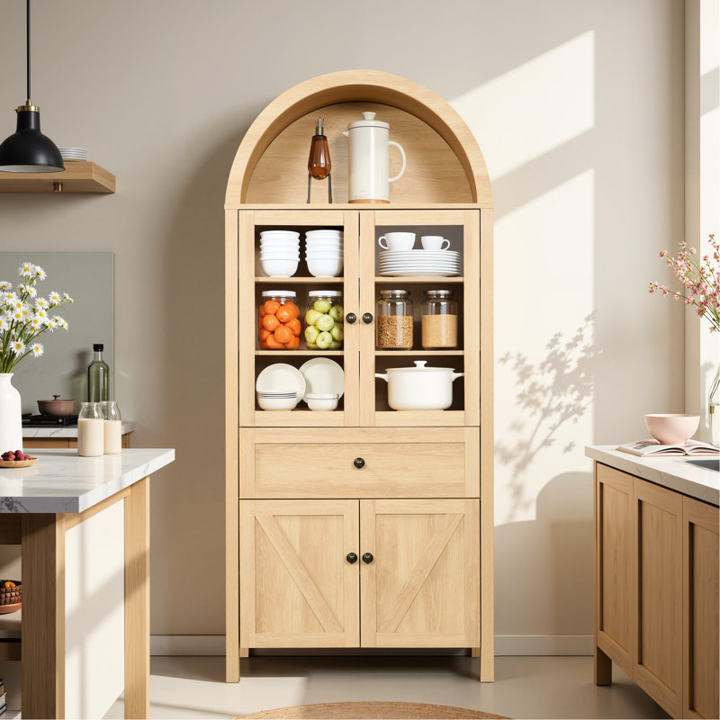 Armoire de rangement polyvalente de style américain, contemporaine et moderne, avec grand rangement, bois d'ingénierie, armoire à tablettes réglables pour différents cas d'utilisation, matériaux contemporains, arche,