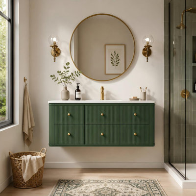 Meuble-lavabo mural simple vert l 30 po x P 18 po x H 20 po avec comptoir une pièce en acrylique