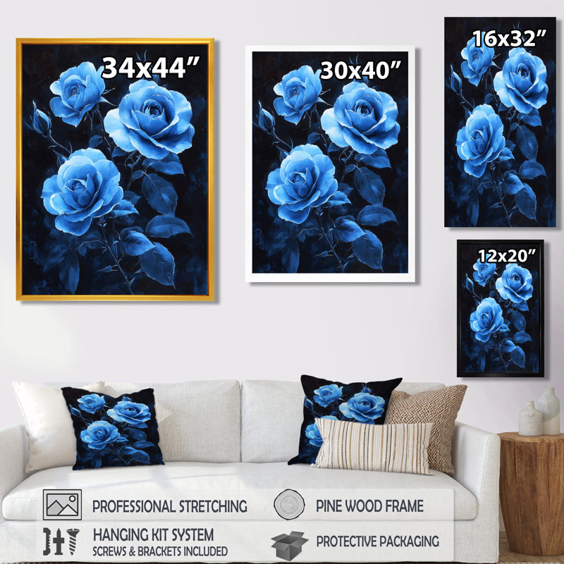 Chandley - impressions murales florales, Noir, noir, noir, noir, H 20 po x l 12 po, Reproduction encadrée d'une seule photo