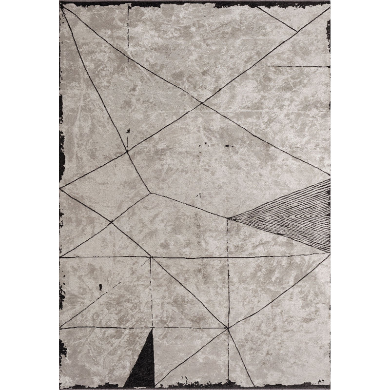 Anae Abstract Hand Loom Indoor / Outdoor Area Rug, Rectangle 6'6" x 9'10"