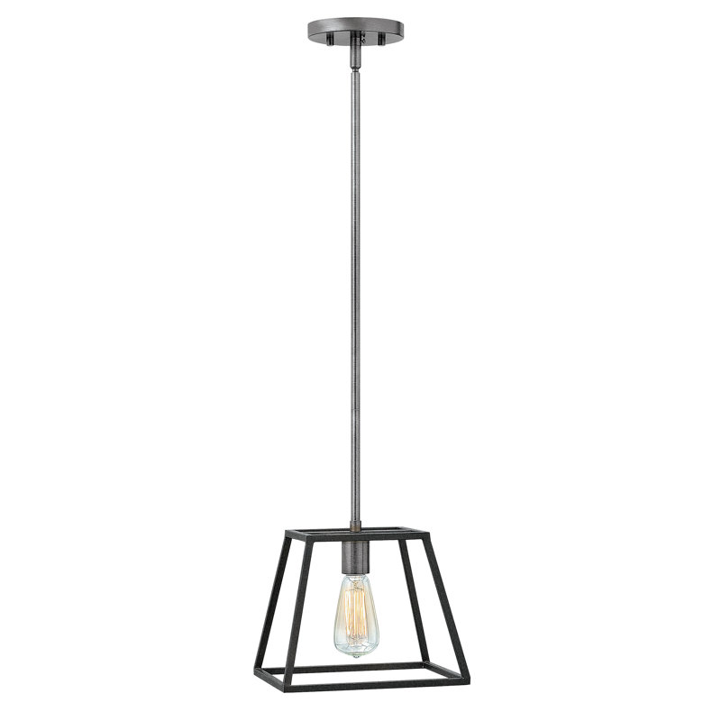 Fulton One-Light Stem Hung Minimalist Pendant, Aged Zinc, 12.5" H x 10" W x 10" D