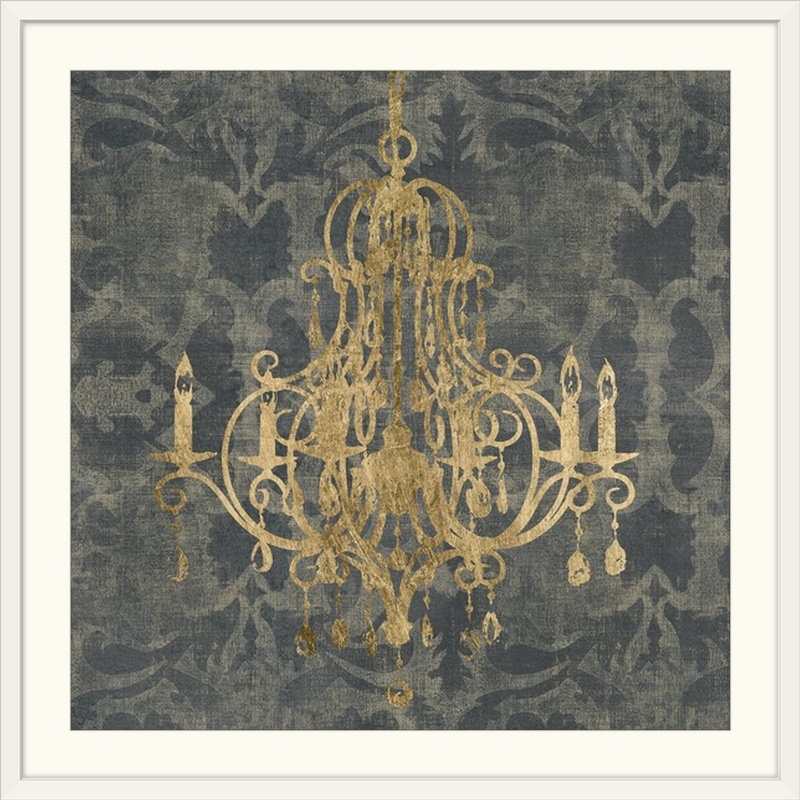 « iv », reproduction d’impression jennifer Gilt Chandelier, H 20" x l 20" x P 1", Cadre blanc