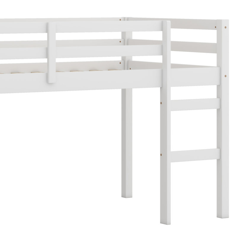 Wooden Loft Bed With Ladder, White