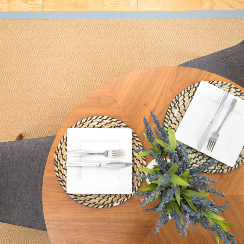 Juliette Blue Grey Border Jute Rug, Rectangle 160 x 230cm