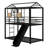 Metal House Bunk Bed With Slide-511170813