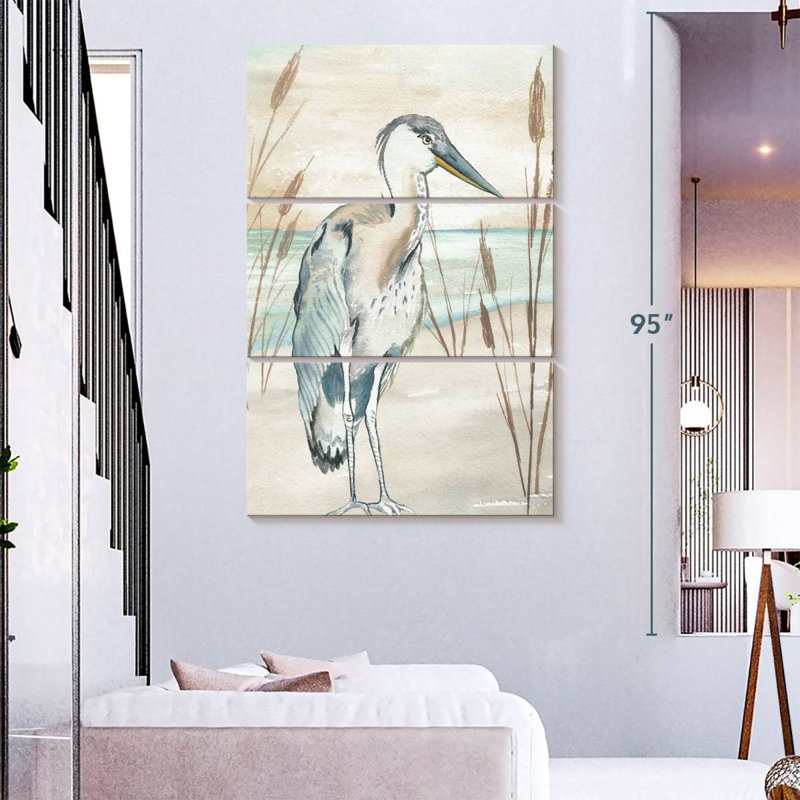 Brampt Heron By Beach Grass I, 74" H x 48" W