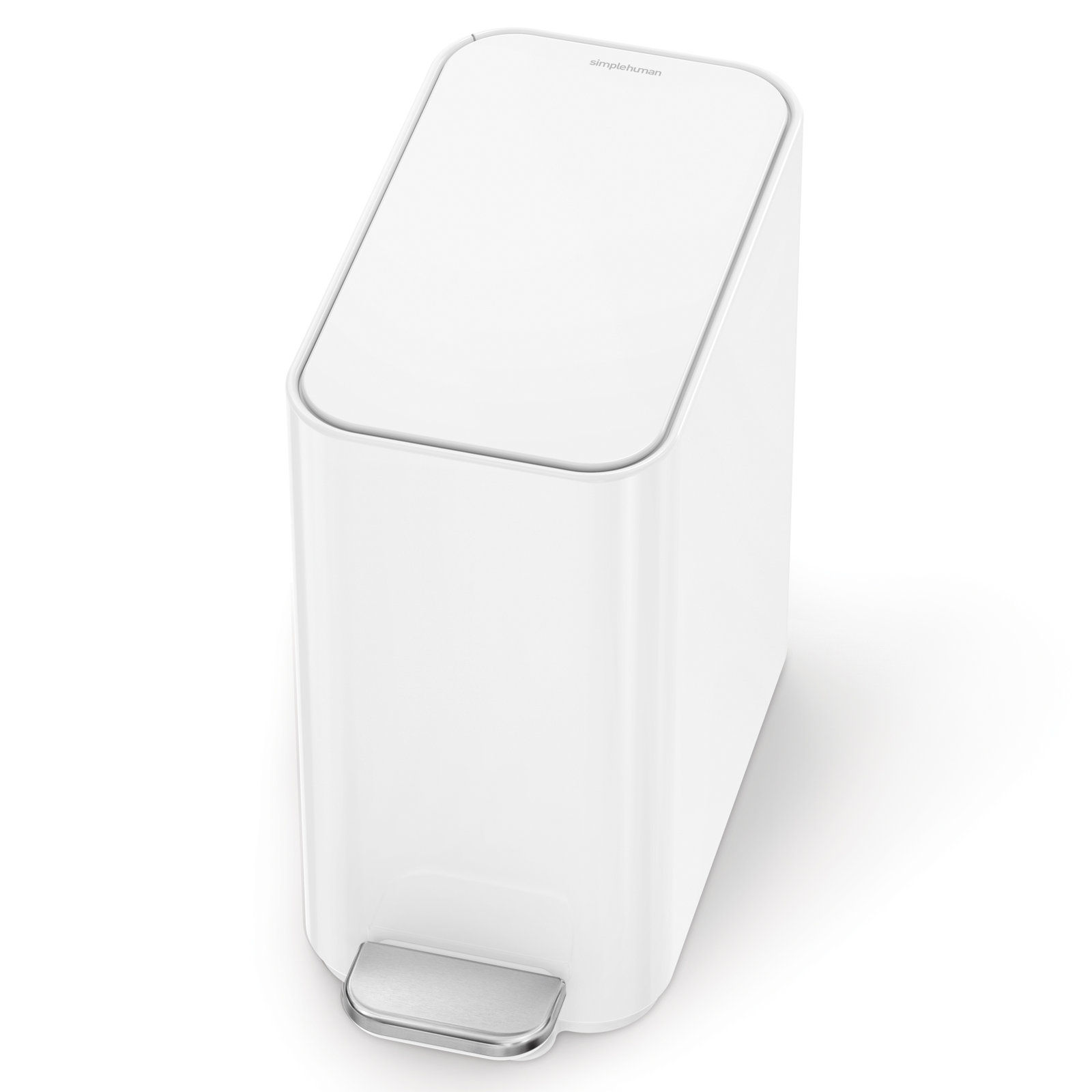 simplehuman 1.3gal Slim Steel Step-On Can, White