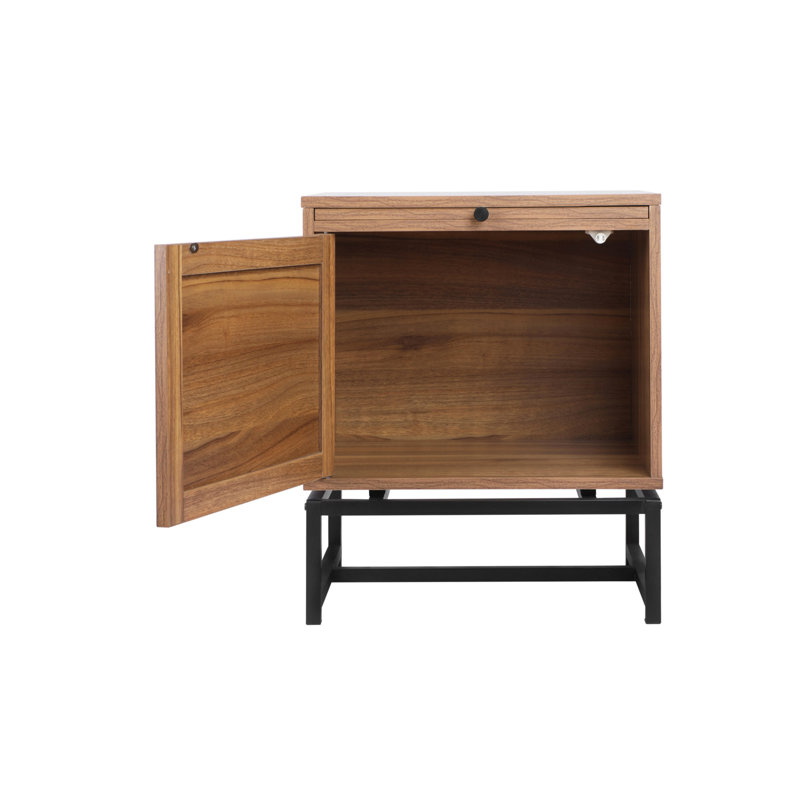 Table de chevet en rotin naturel avec 2 tiroirs
