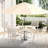 Outdoor Patio Of 5 Pieces: 4 Stackable Chairs And A 40.6" Round Table With Adjustable Umbrella Hole, Design, Casual Look Pieces Dining Collection For Lawn Deck, Metal Spliced Slatted Table, - Rust-1252233400