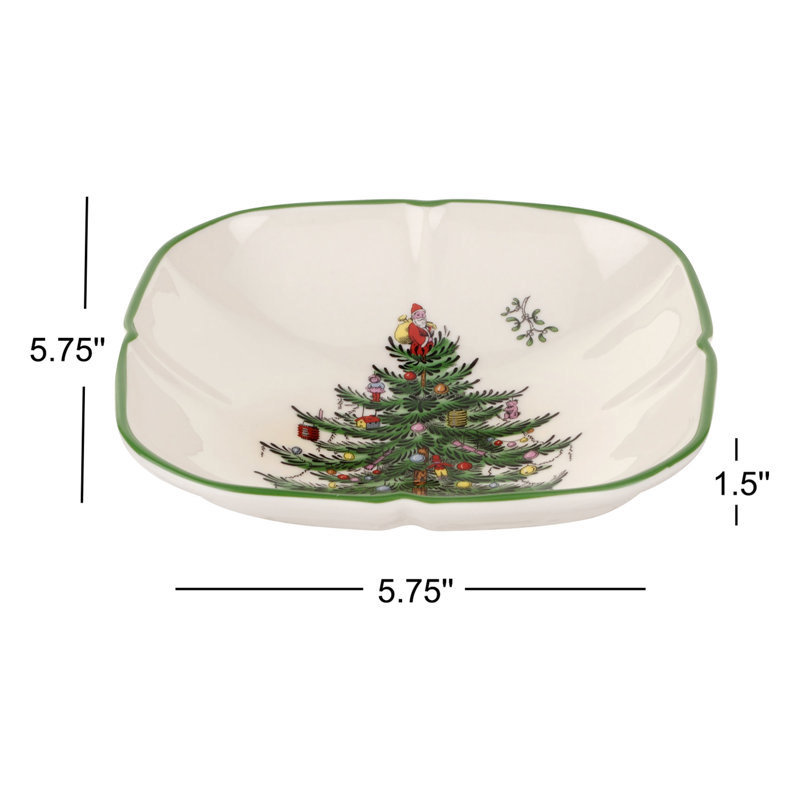 Spode Christmas Tree Sculpted Square Dish 5.5"