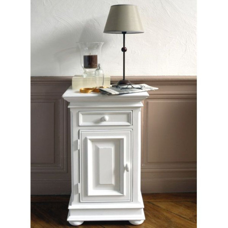 Cram 41cm W Solid Wood Bedside Table, Left Orientation, White