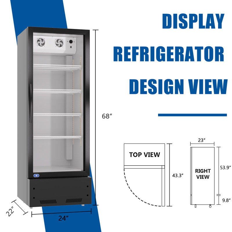 KICHKING YLG-LC-360NB 10.9 Cubic Feet Merchandising Refrigerator - 23.5'', Black