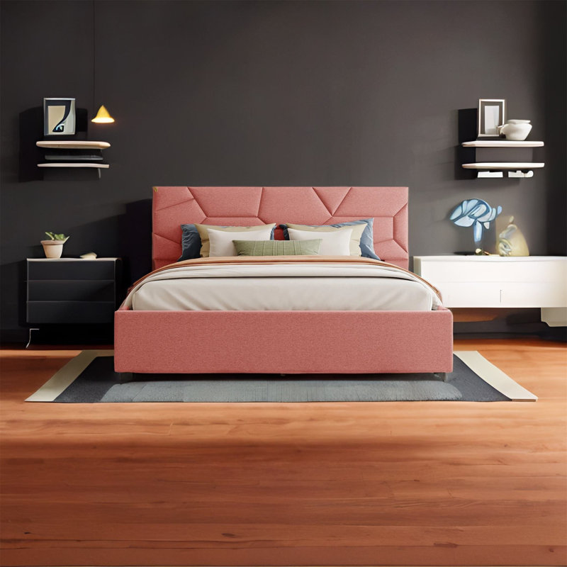 Lit avec rangement Crestline, Rose, Grand