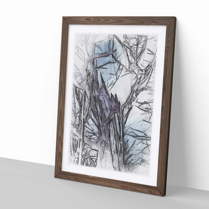 Tree at Wintertime in Abstract - Framed Print, 91cm H x 60cm W x 2cm D, Walnut