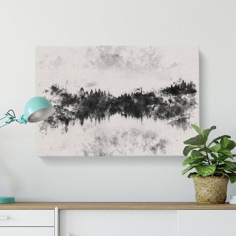 Forest Reflecting On A Lake - Wrapped Canvas Print, 60cm H x 91cm W x 3cm D