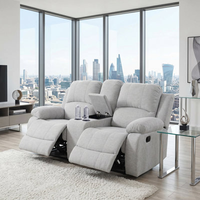 Lunaro Light Gray Linen Manual Recling Loveseat (1 Piece)