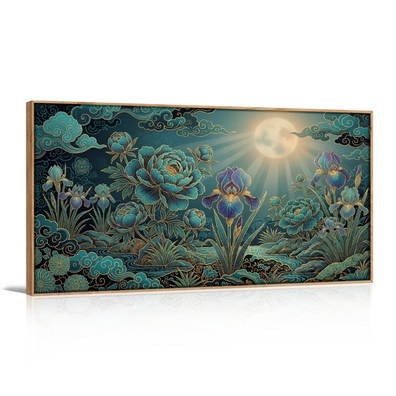 Ensemble de 1 tableau sur toile « Jardin au clair de lune », L 58 po x H 28 po, Naturel