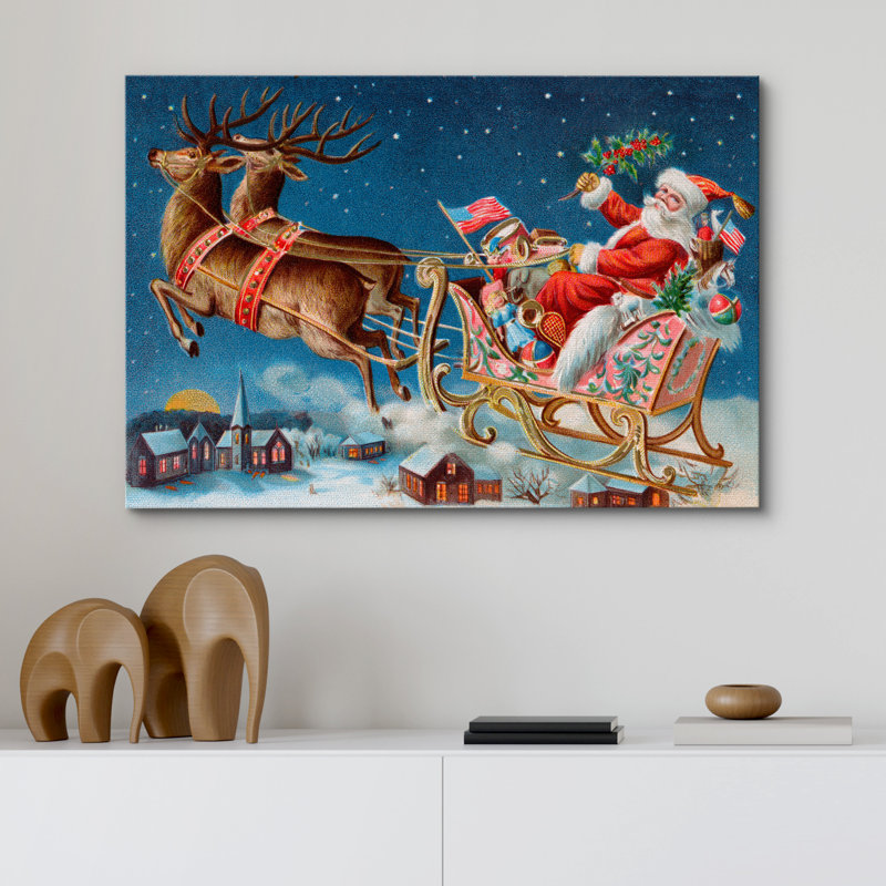 «Christmas Holiday Celebration Merry», reproduction sur toile tendue, L 18 po x H 12 po