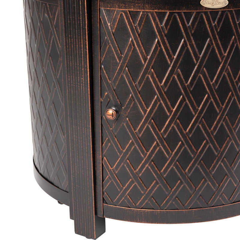 Love Fire Sense Gas Fire Pit Table 37,000 BTU, Nylon Cover & Clear Fire Glass-Bronze Finish-Round-34"