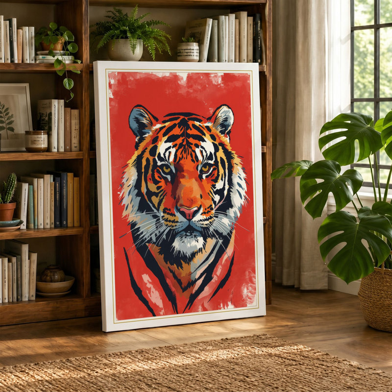 Tiger's Gaze Modern - Wrapped Canvas, 30x20 - 76.2 x 50.8 cm, Taupe Border