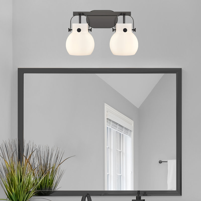 Éclairage pour meuble-lavabo mural 6 po Shueyville, Blanc, Noir mat, Deux lumières