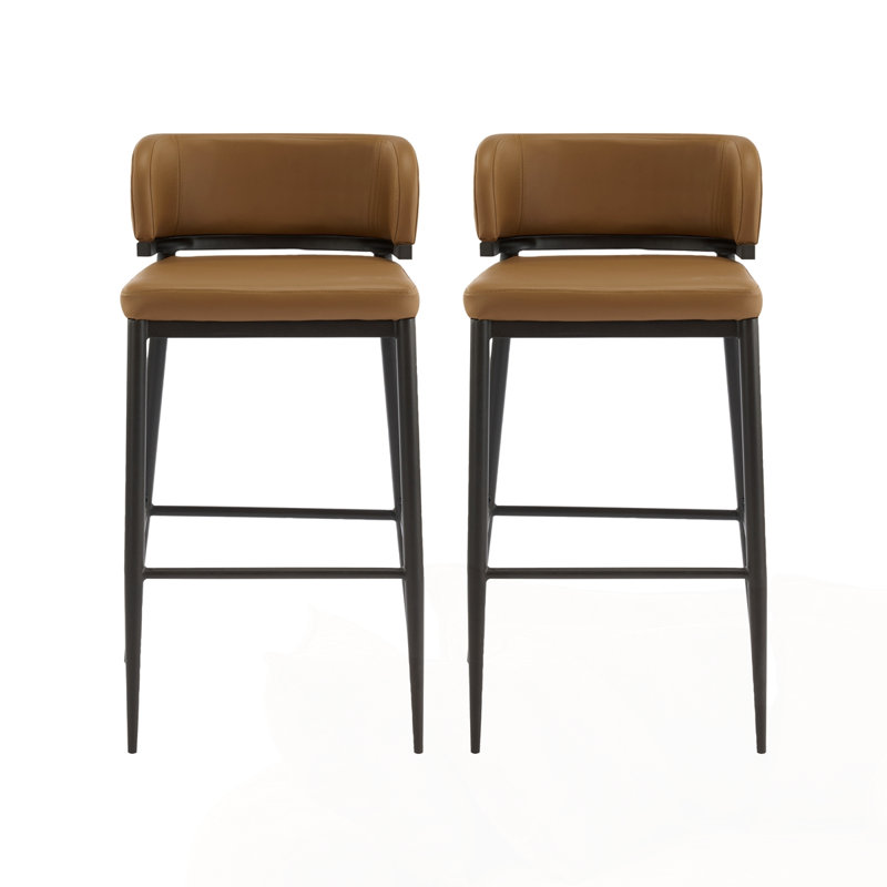 Tabouret de bar en métal et en cuir, Brun