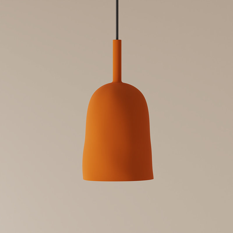 Vessel Pendant Light, 18" H x 14.5" W x 9" D, Persimmon, Black