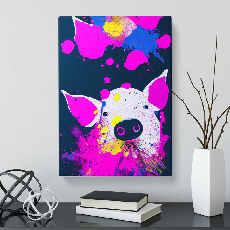 Barrview Pig Splatter Style - Wrapped Canvas, 50cm H x 35cm W x 3cm D