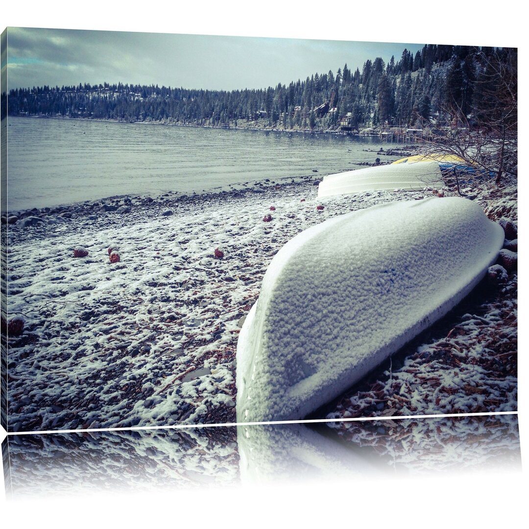 Leinwandbild Boote im Winter