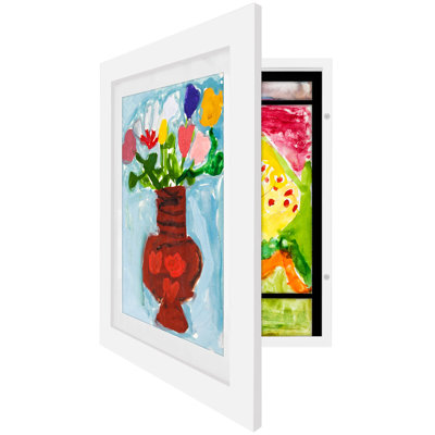 Mickaylah Frame for Kids Art 10x12.5 inches with 8.5x11 inches Mat - Wood with Glass