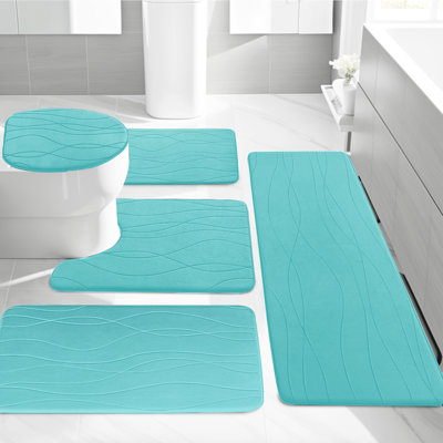 Ensemble de tapis de bain en mousse viscoélastique 5 pièces avec envers antidérapant et haute capacité d'absorption