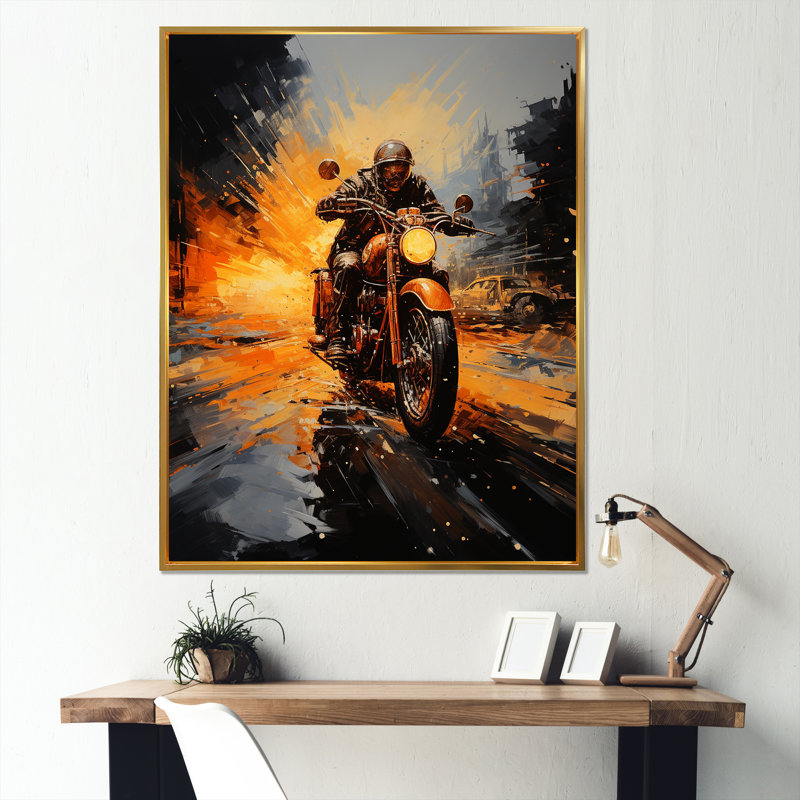 Yellow Dirt Bike Adventure, Cadre flottant doré, H 40 po x l 30 po x P 1,5 po