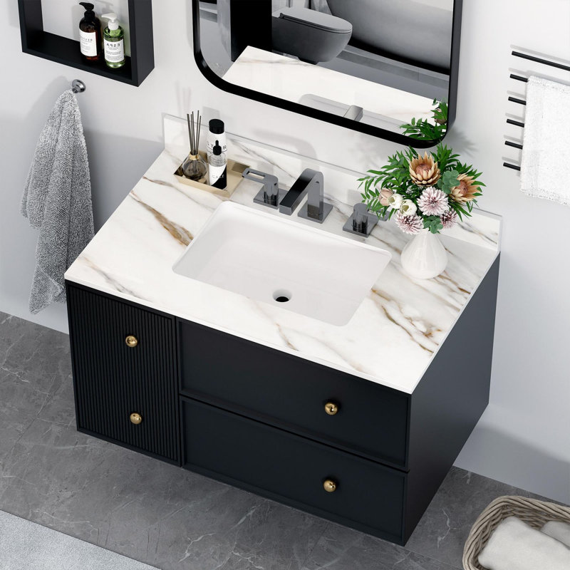 Dessus de meuble-lavabo en marbre 37 pouces, Centres de 4 po