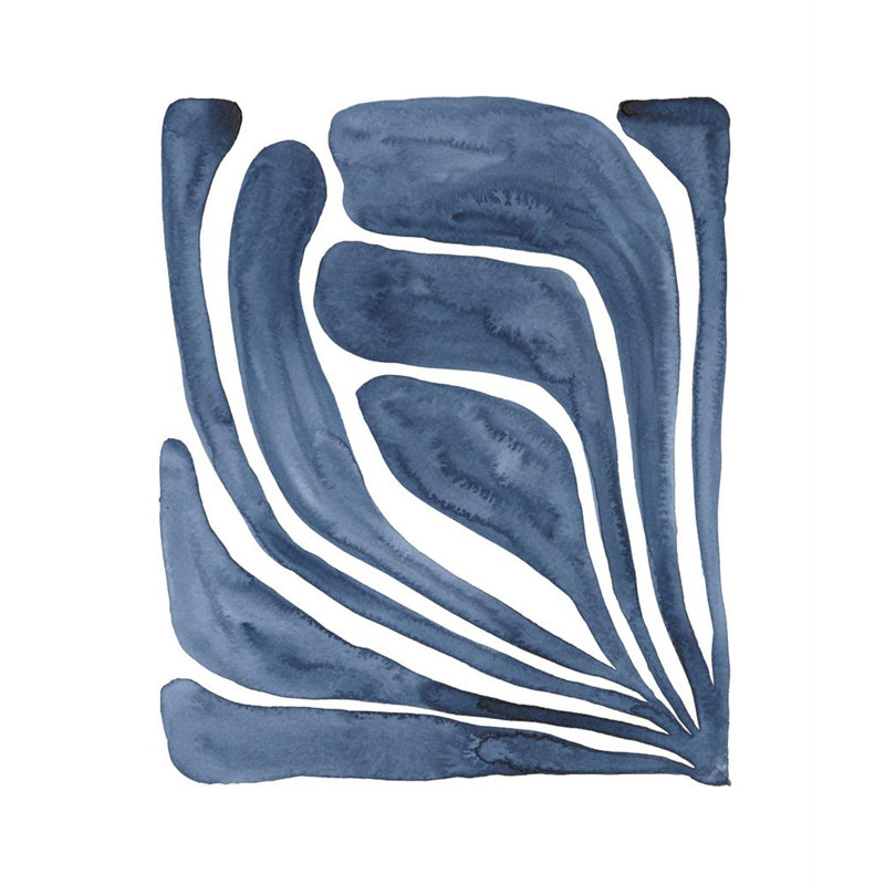 Blue Leaf I - Single Picture Frame Print, 167.64 cm H x 139.7 cm W, Gloss Black