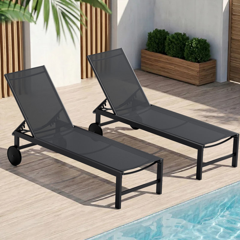 Chaise longue d'extérieur en métal Arlenne, Gris foncé