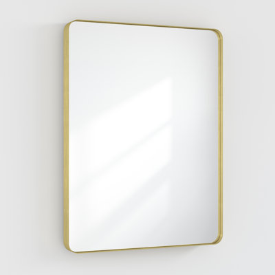 Lesamuel Filleted Corner Wall Mounted Bathroom and Vanity Mirror with Aluminum Frame