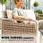 Outdoor Patio Couch with Wide and Deep Seat, 3 Seater Wicker Outdoor Sofa with Wide Metal Armrests, Outdoor Patio Furniture Couch with Cushions for Porch, Garden, Backyard, Beige-1021750593