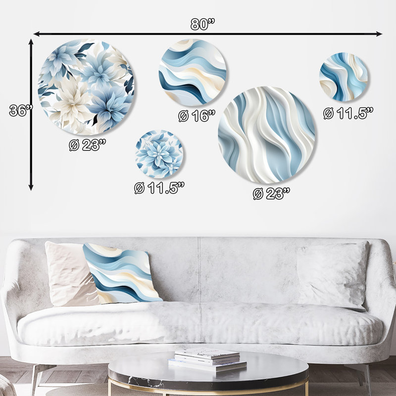 Connhal - ensemble d'art mural rond floral 5 pièces